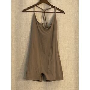 Garage Brand SoftActive Y Back Romper Toasted Taupe Size Large NEW W/out Tags